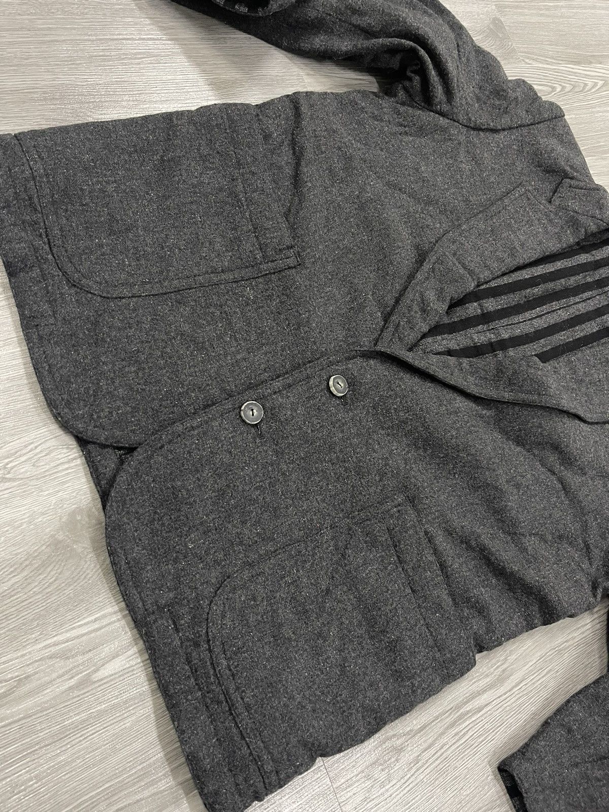 Vintage Steals🔥🔥🔥80s Issey Sport Black Grey Striped Wool Coat Size US L / EU 52-54 / 3 - 3 Thumbnail