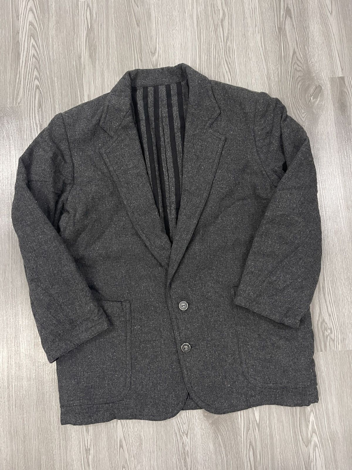 Vintage Steals🔥🔥🔥80s Issey Sport Black Grey Striped Wool Coat Size US L / EU 52-54 / 3 - 1 Thumbnail