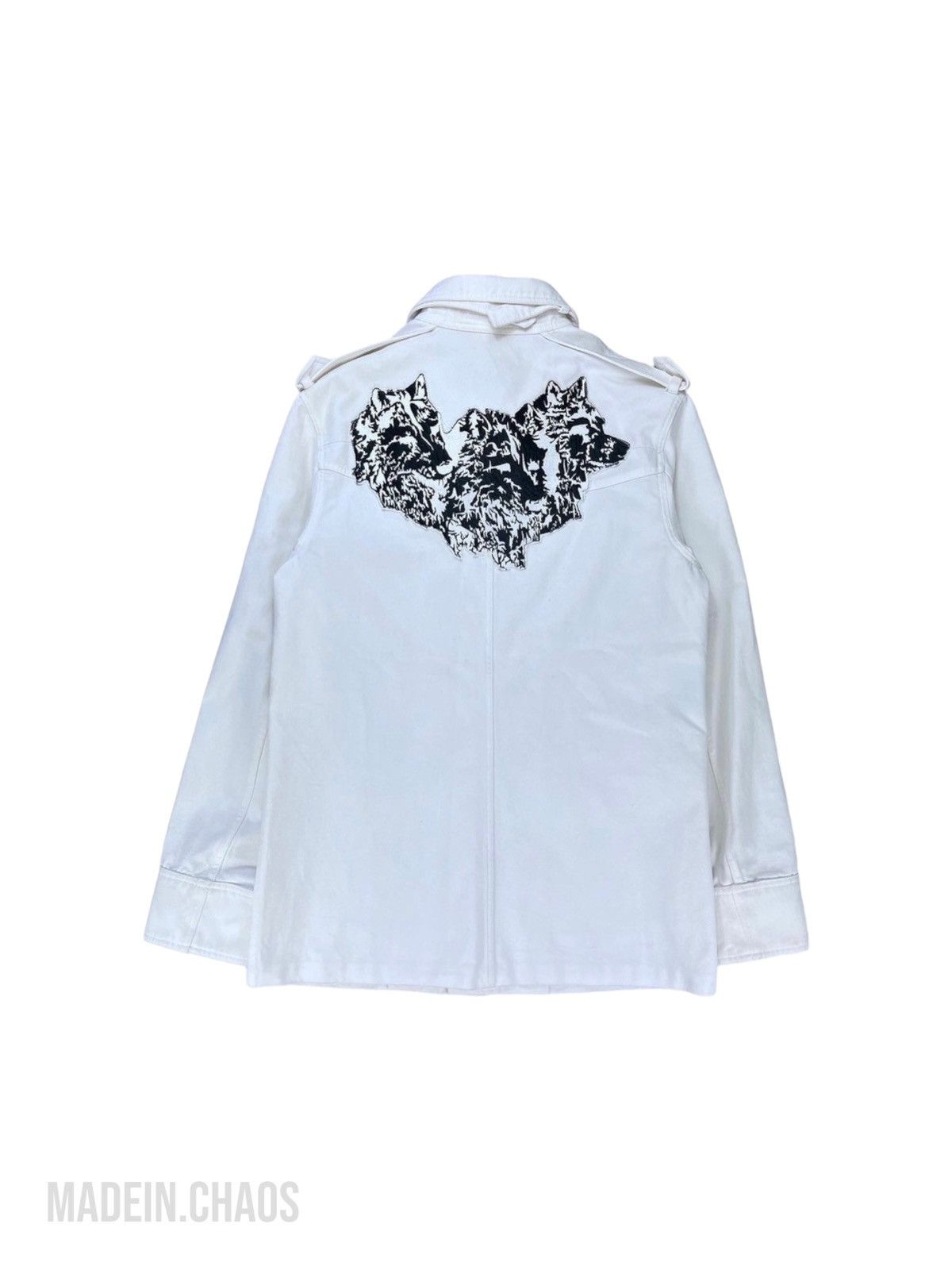 Pre-owned Dior X Hedi Slimane Dior Homme Ss05 Double Collar Wolves Patch M-65 Jacket In White