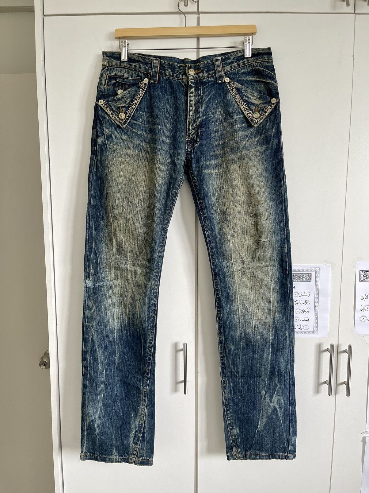 Japanese Brand VINTAGE90s🔥🔥BS RAW BUCKLE BACK LIMITED EDITION SIZE 34X33.5 Size US 34 / EU 50 - 1 Thumbnail