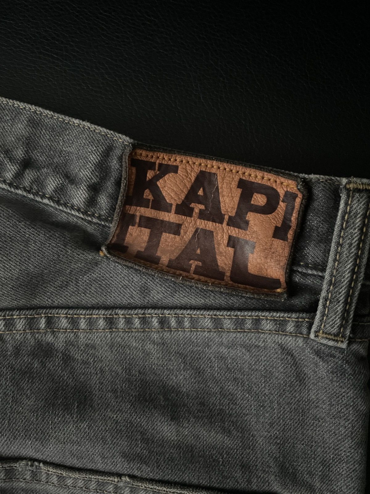 KAPITAL - Distressed Appliquéd Denim Shorts - Black KAPITAL
