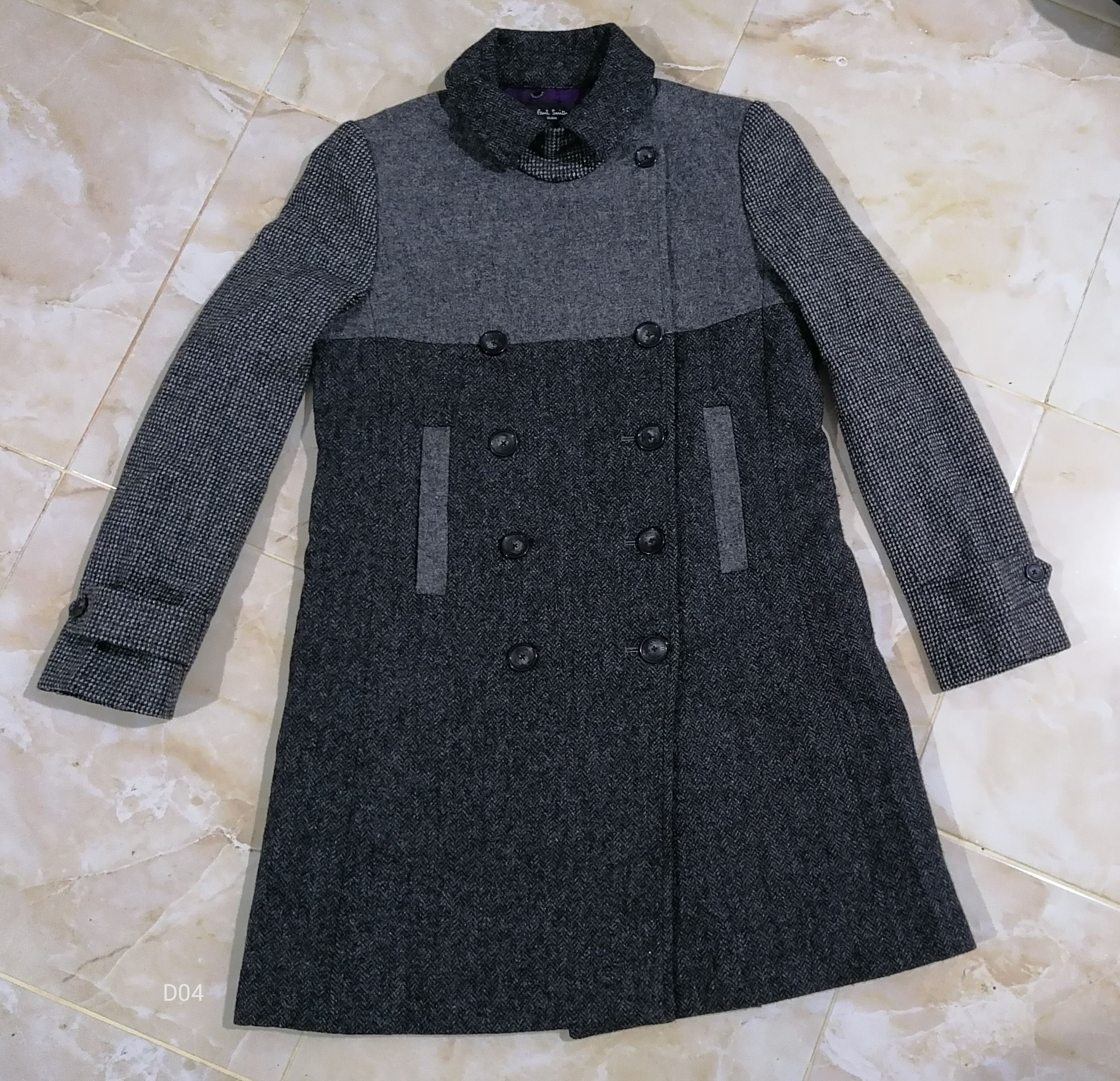 Paul Smith Black Moon Herringbone Twill Wool Button Jacket