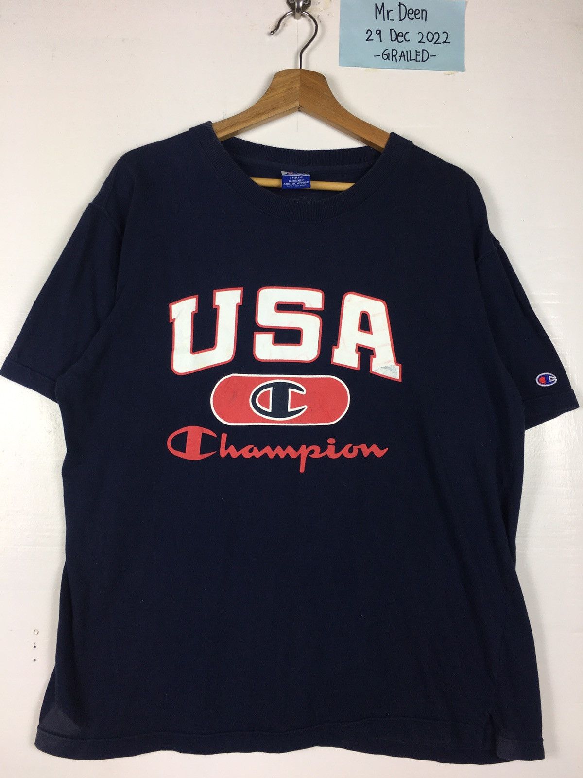 Champion Rare Champion USA Big Logo Spellout Tshirt Size US L / EU 52-54 / 3 - 4 Thumbnail