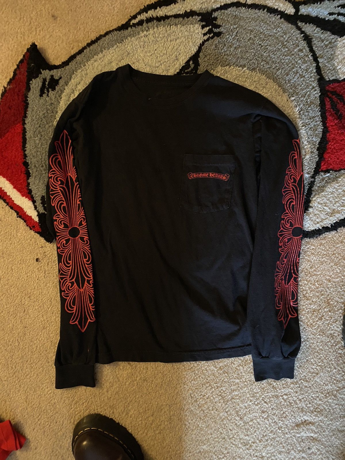Rare black and red chrome hearts long sleeve