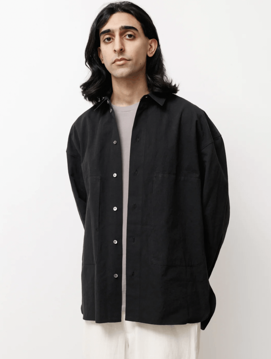 Japanese Brand Polyploid Shirt Jacket B Cotton Hemp Black | Grailed