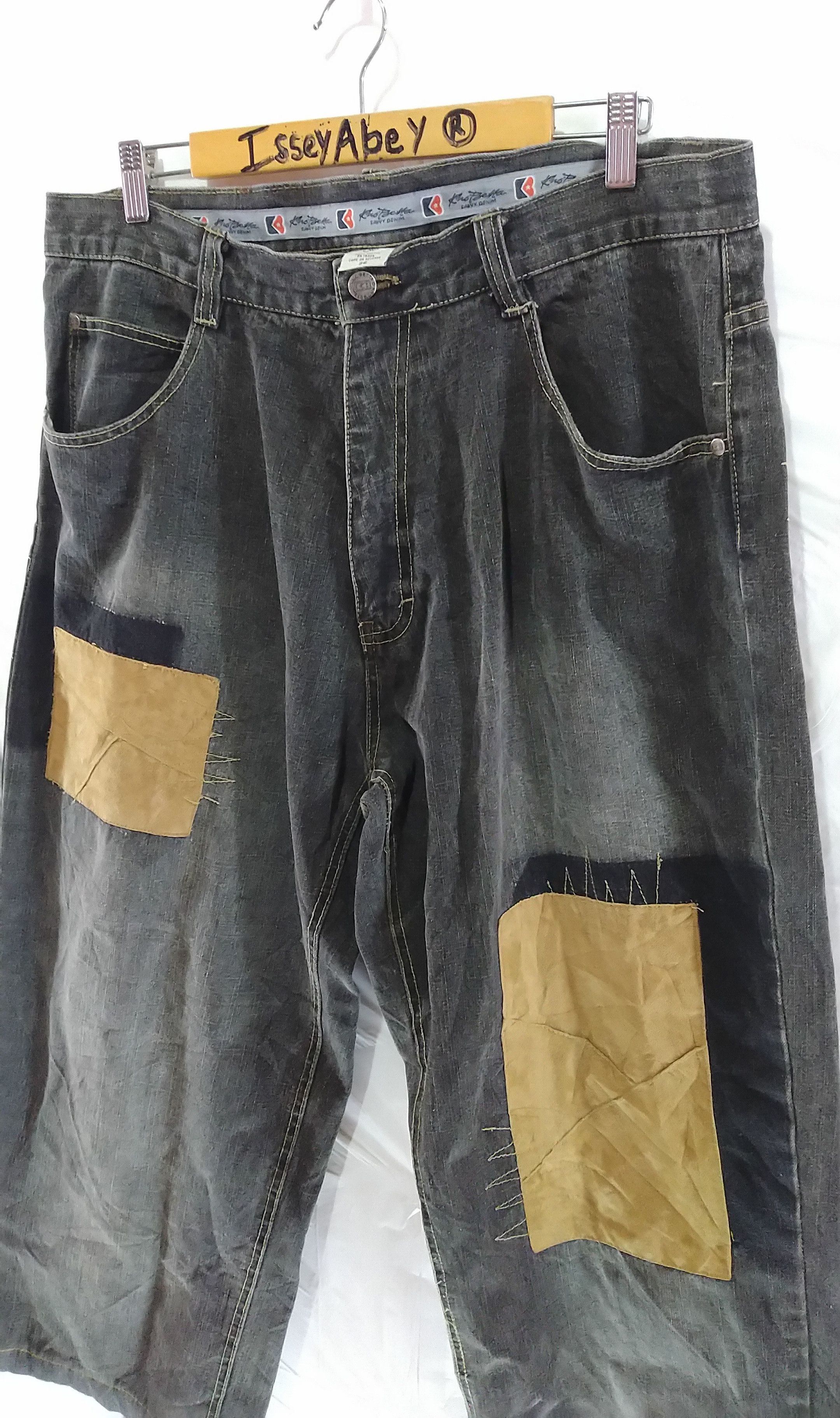 Japanese Brand Kno Betta Patchwork Shashiko Denim Pant Leather Patch Size US 36 / EU 52 - 2 Thumbnail