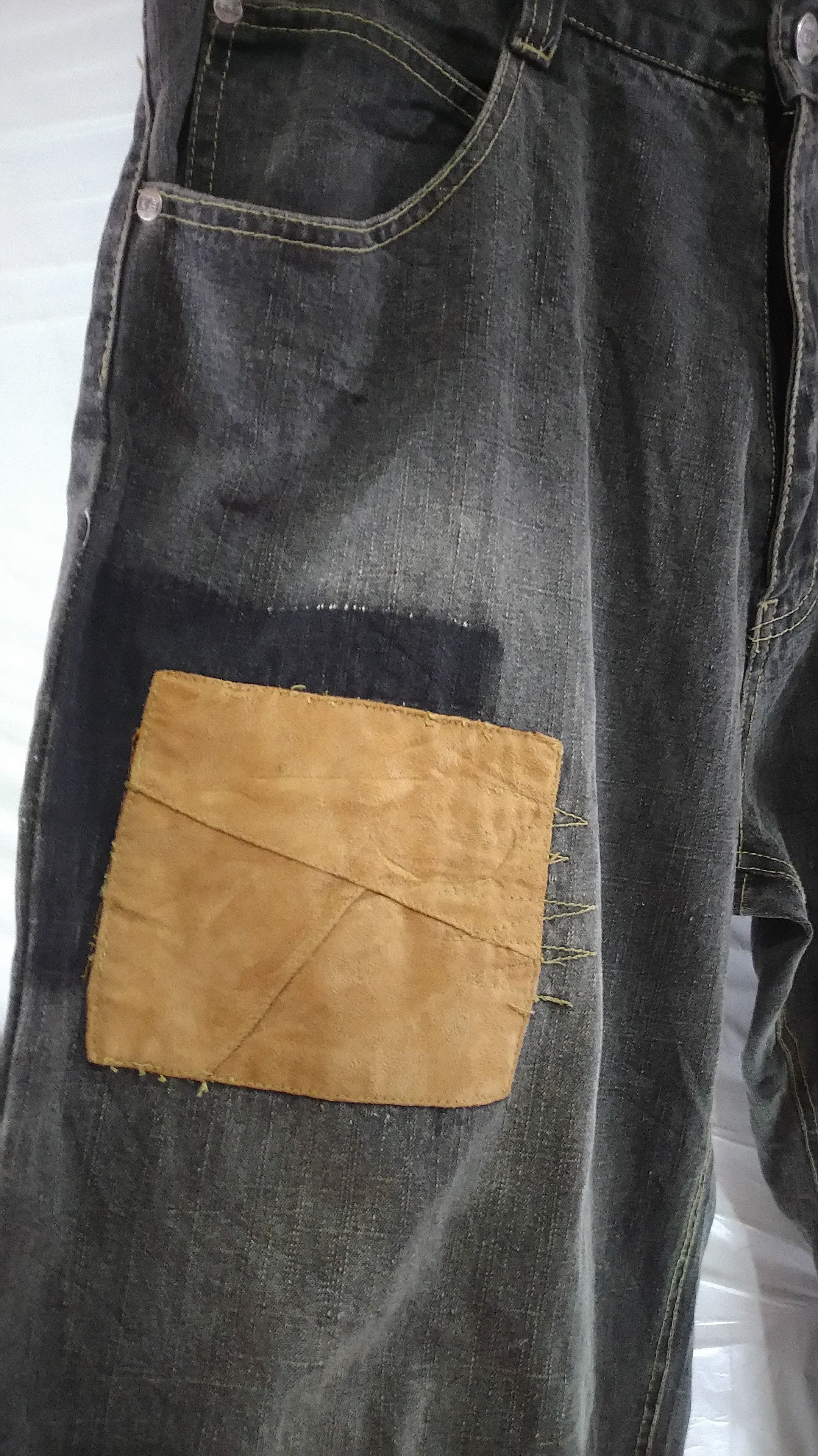 Japanese Brand Kno Betta Patchwork Shashiko Denim Pant Leather Patch Size US 36 / EU 52 - 4 Thumbnail