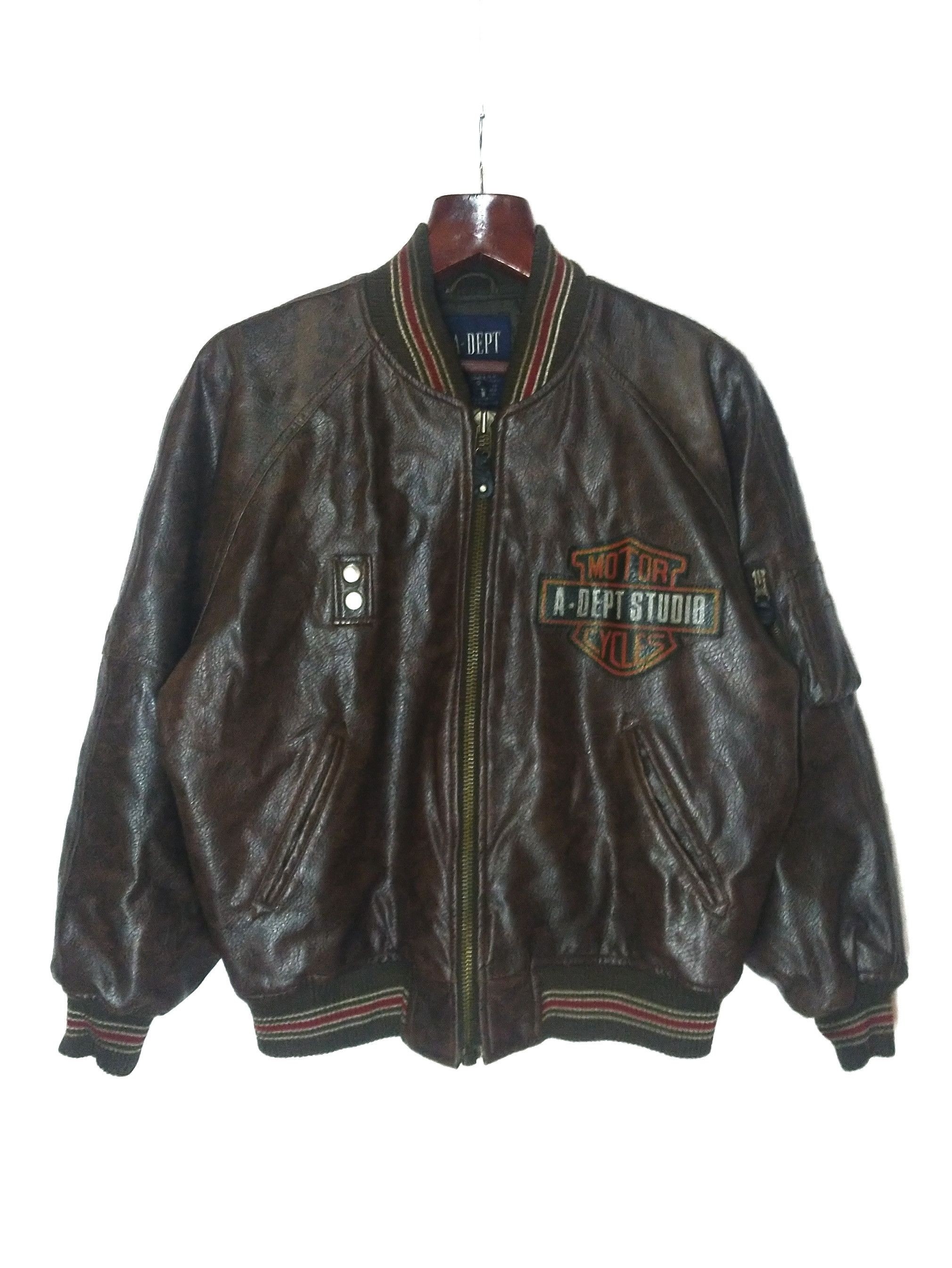 Harley Davidson Vtg Flying Shark England Military Leather Jacket Motorcycle Size US L / EU 52-54 / 3 - 3 Thumbnail