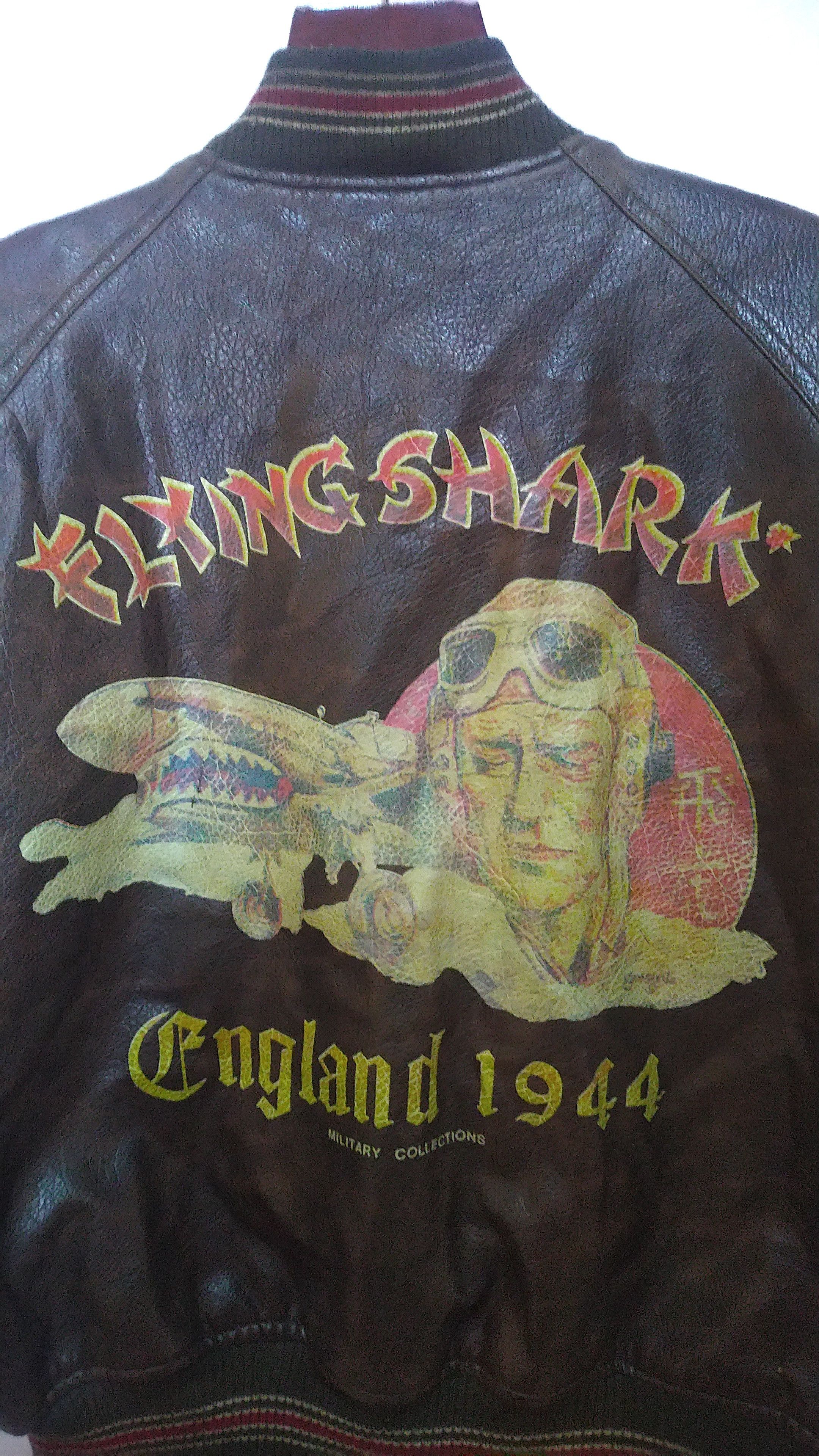 Harley Davidson Vtg Flying Shark England Military Leather Jacket Motorcycle Size US L / EU 52-54 / 3 - 2 Thumbnail