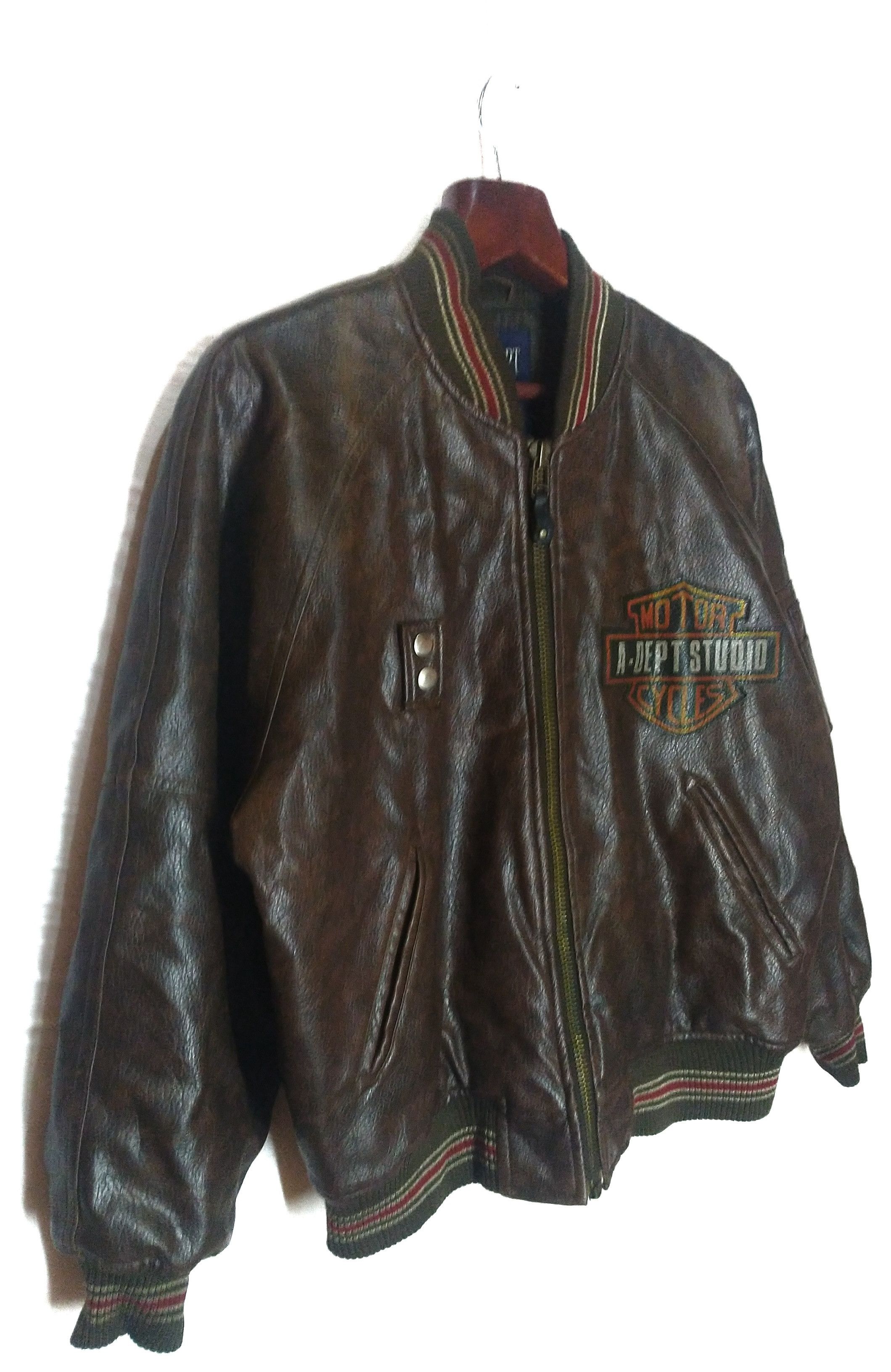 Harley Davidson Vtg Flying Shark England Military Leather Jacket Motorcycle Size US L / EU 52-54 / 3 - 5 Thumbnail