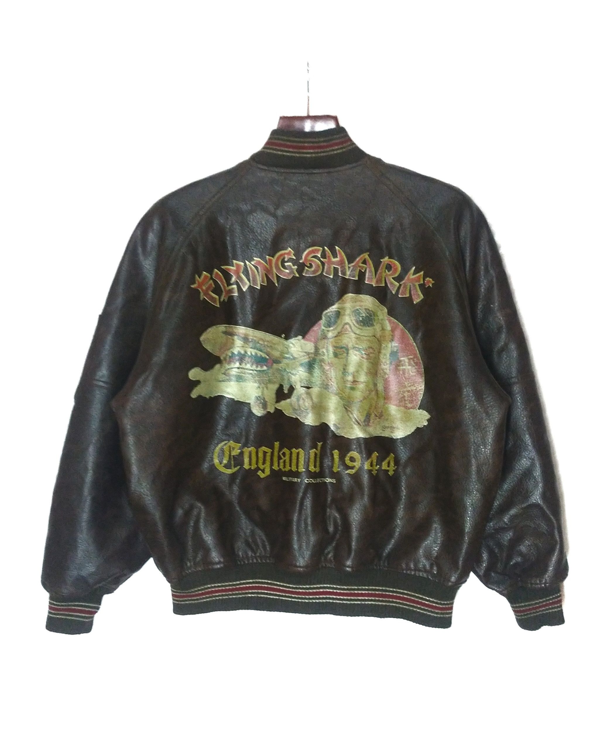 Harley Davidson Vtg Flying Shark England Military Leather Jacket Motorcycle Size US L / EU 52-54 / 3 - 1 Thumbnail