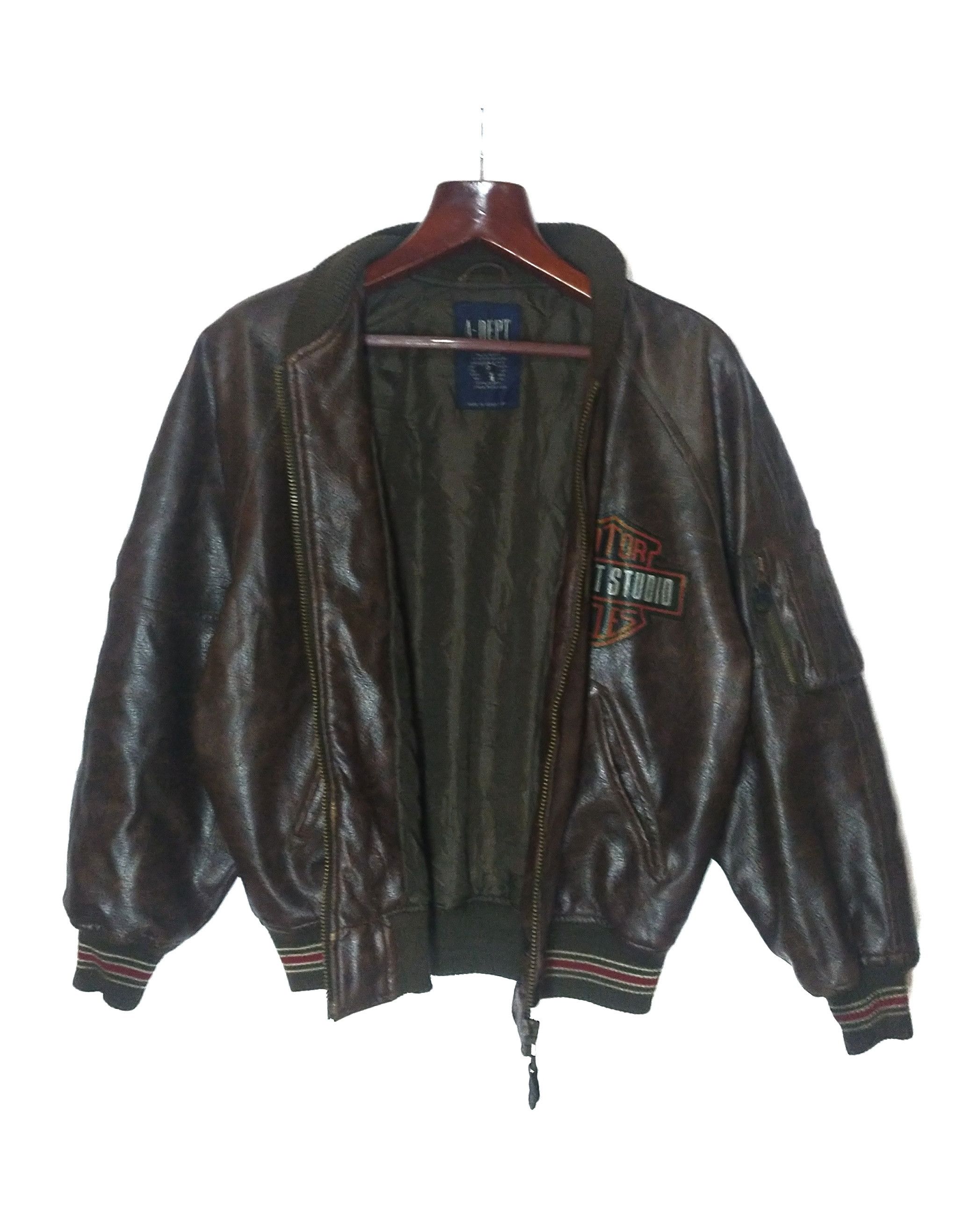 Harley Davidson Vtg Flying Shark England Military Leather Jacket Motorcycle Size US L / EU 52-54 / 3 - 6 Thumbnail