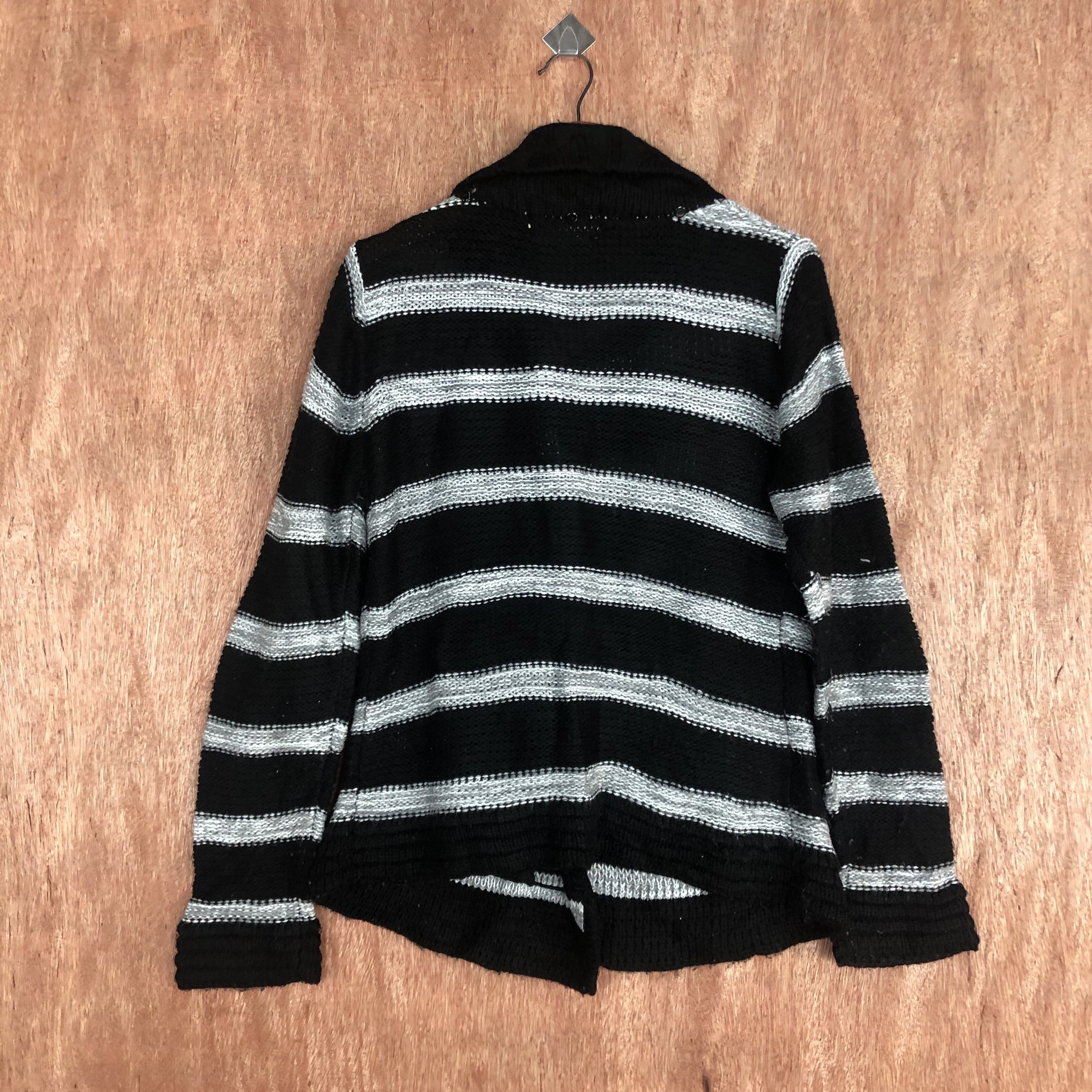 Homespun Knitwear Made in Heaven Japan Stripe Black White Shag Knitwear #c462 Size US M / EU 48-50 / 2 - 10 Thumbnail
