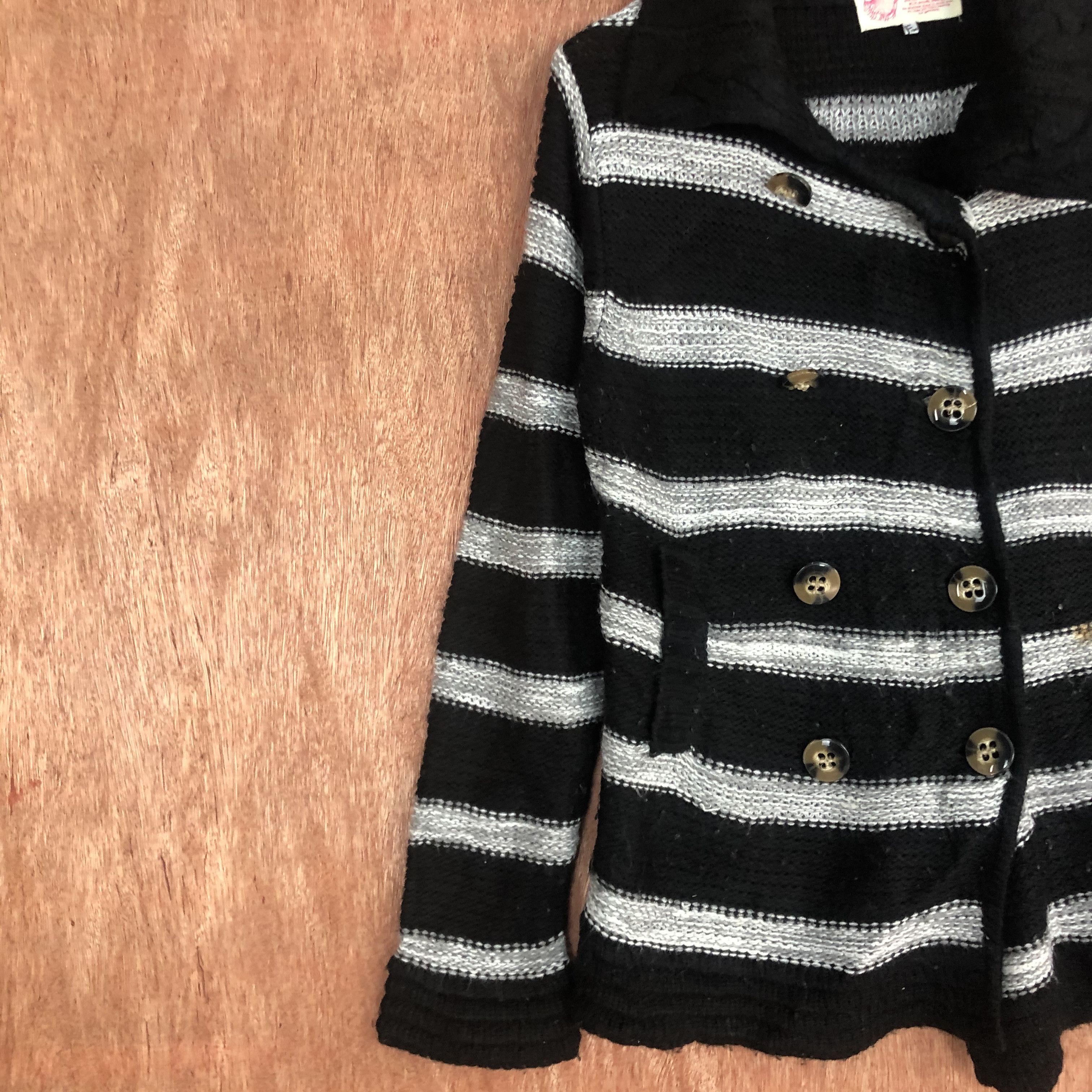 Homespun Knitwear Made in Heaven Japan Stripe Black White Shag Knitwear #c462 Size US M / EU 48-50 / 2 - 7 Thumbnail