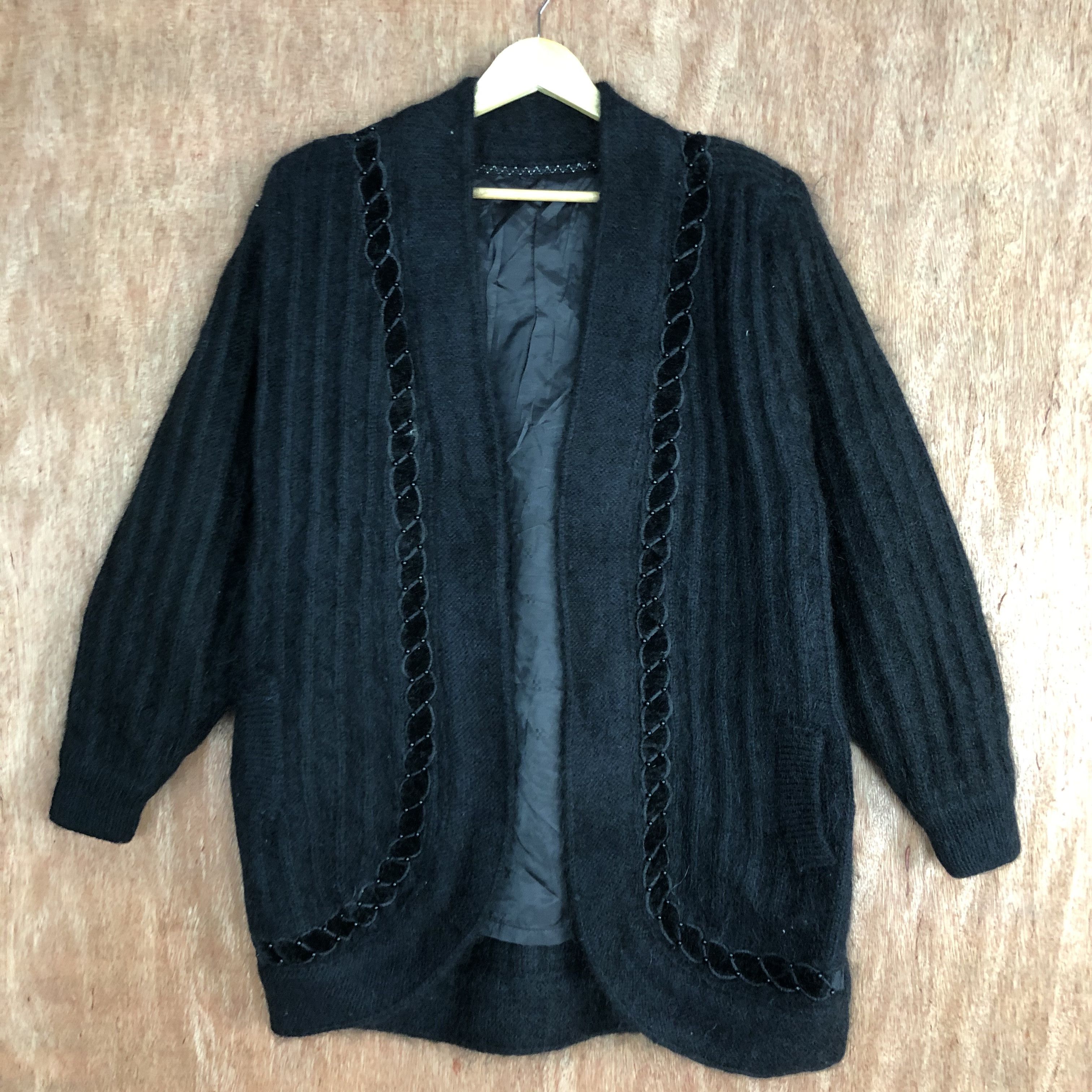 Vintage Japan BLack knitwear vintage Cardigan #c476 Size US L / EU 52-54 / 3 - 3 Thumbnail