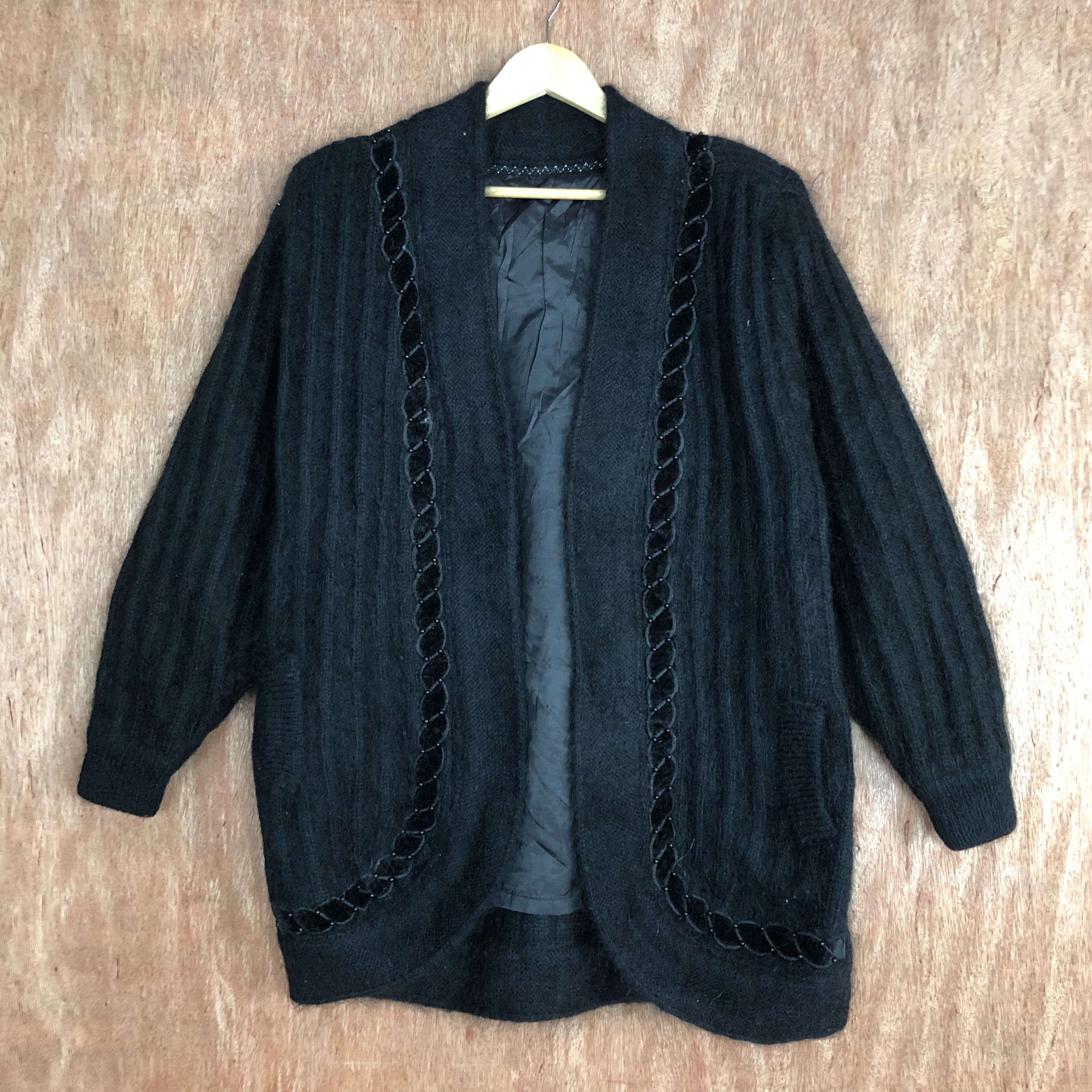 Japan BLack knitwear vintage Cardigan #c476