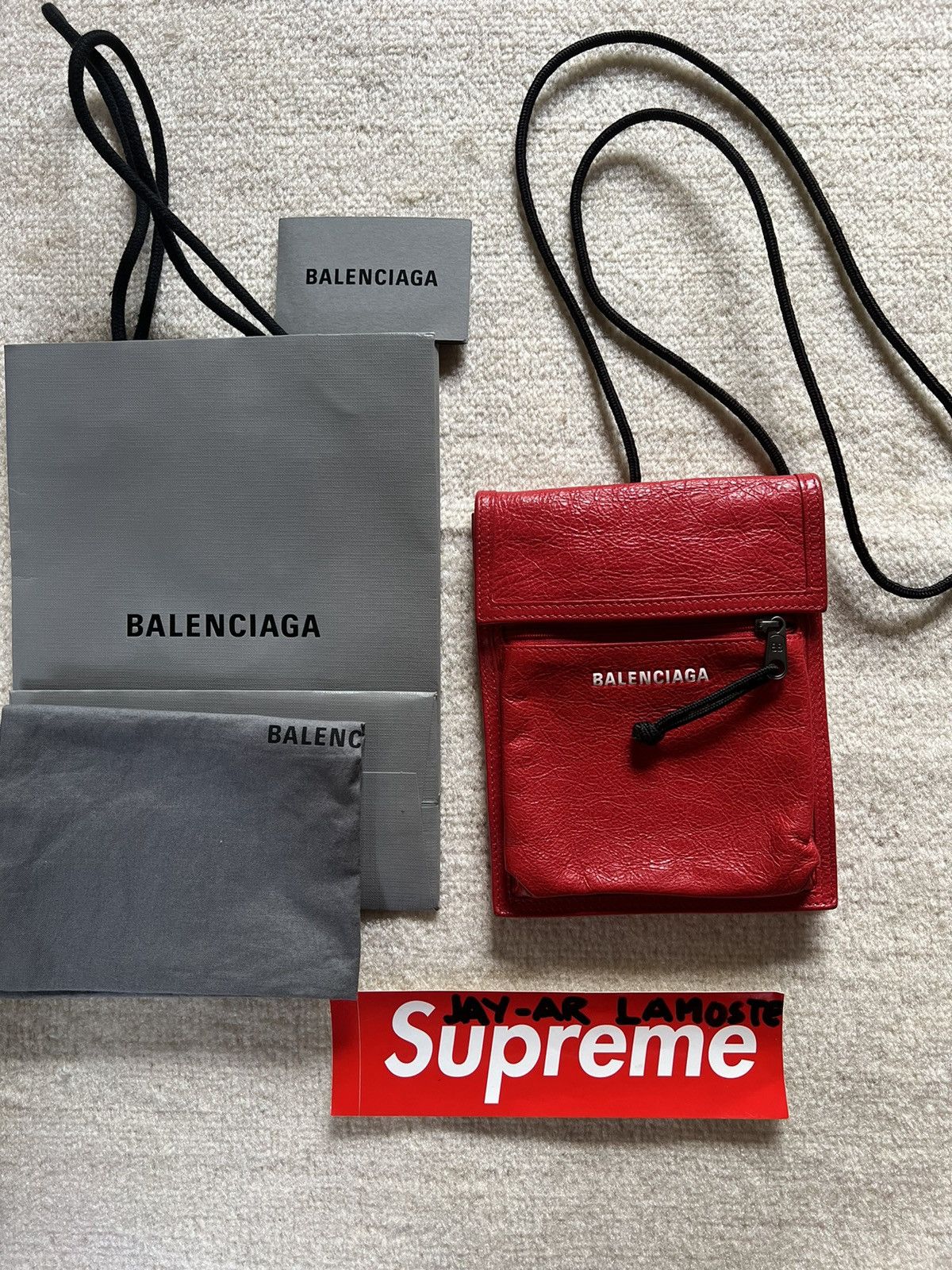 Balenciaga red explorer pouch sale