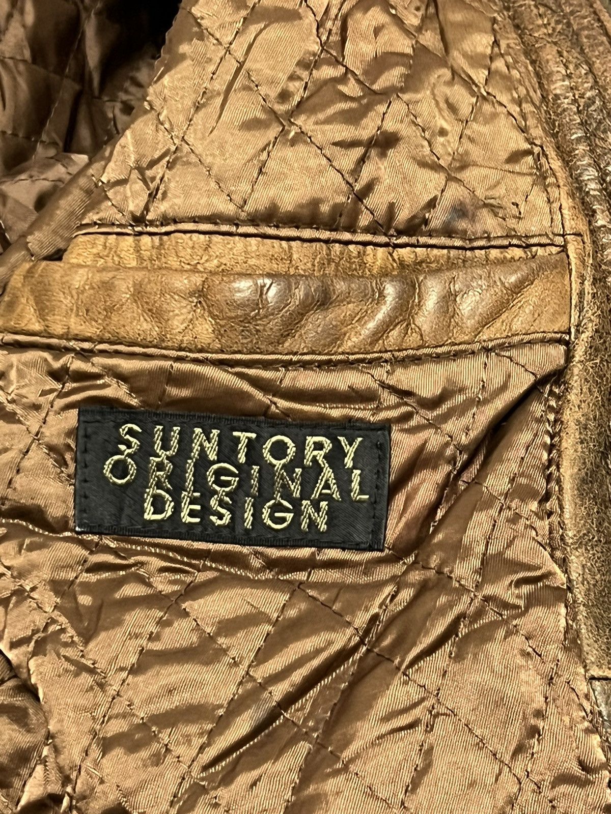Vintage Suntory coffee Boss Classic zipper leather jacket big logo Size US L / EU 52-54 / 3 - 12 Thumbnail