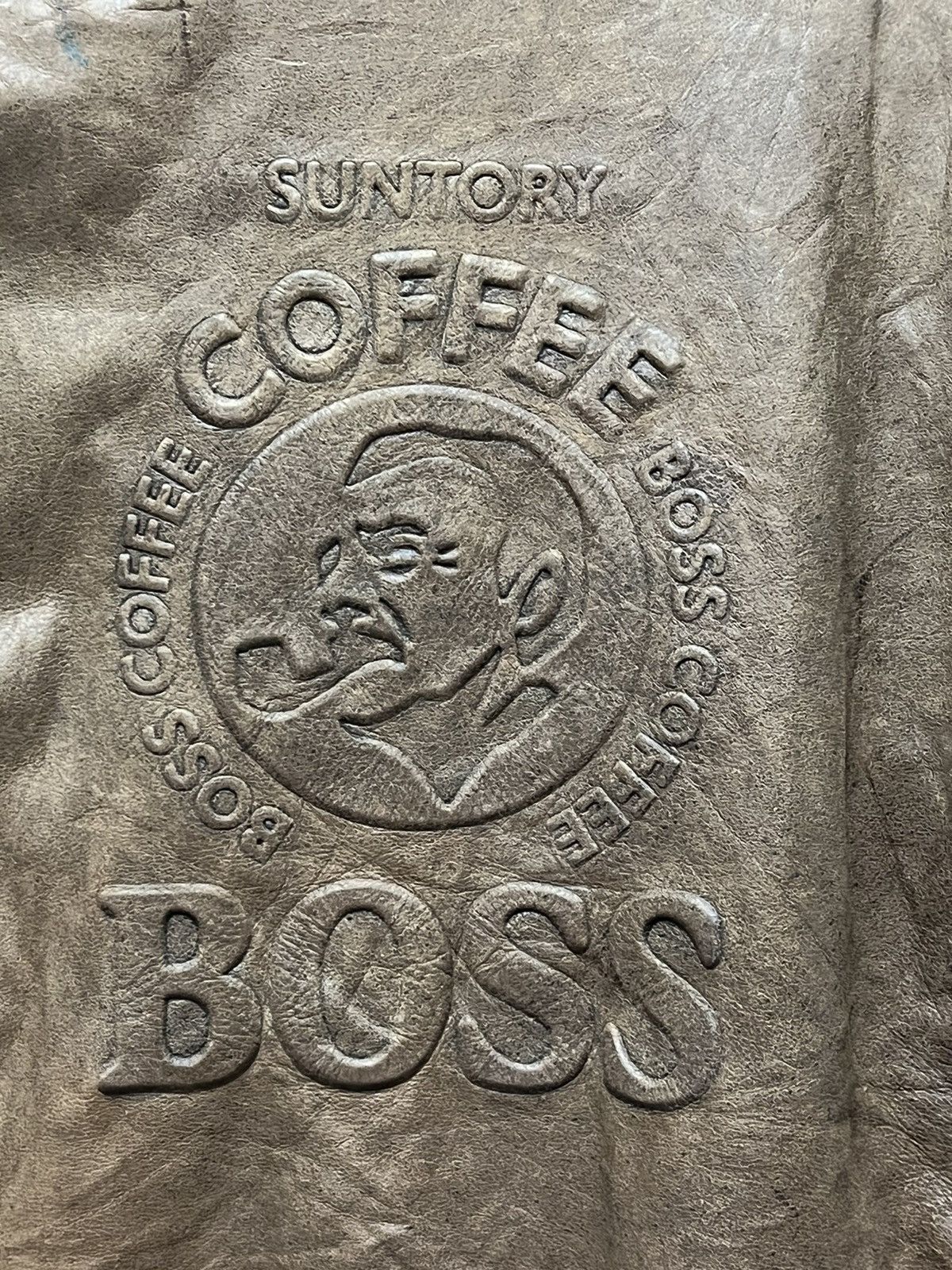 Vintage Suntory coffee Boss Classic zipper leather jacket big logo Size US L / EU 52-54 / 3 - 4 Thumbnail