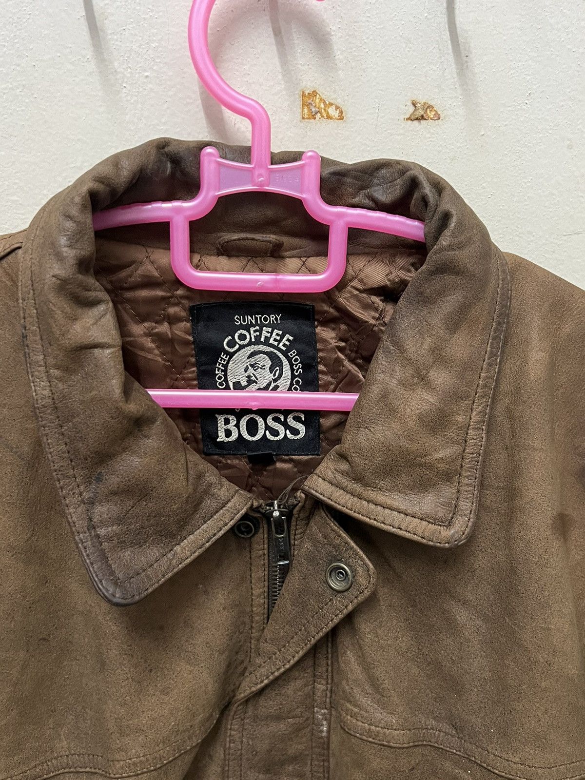 Vintage Suntory coffee Boss Classic zipper leather jacket big logo Size US L / EU 52-54 / 3 - 2 Thumbnail