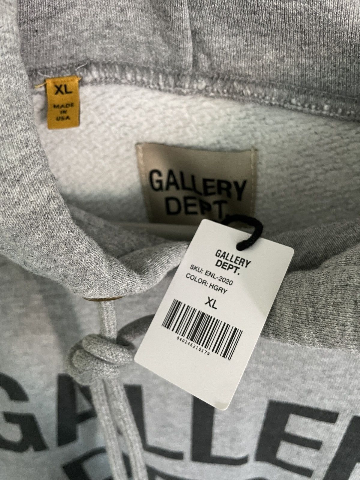 NEW Gallery Heather Grey Center Logo Hoodie sweatshirt