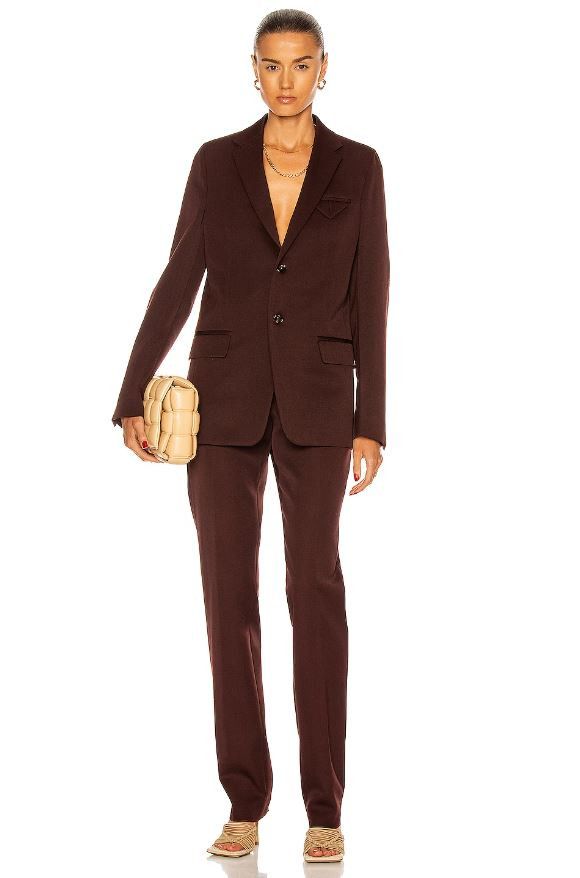 Bottega Veneta Burgundy Sartorial Grain de Poudre Blazer Size XXS / US 00 / IT 34 - 5 Thumbnail