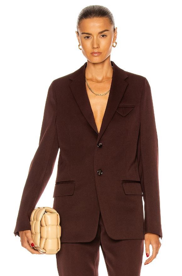 Bottega Veneta Burgundy Sartorial Grain de Poudre Blazer Size XXS / US 00 / IT 34 - 2 Thumbnail