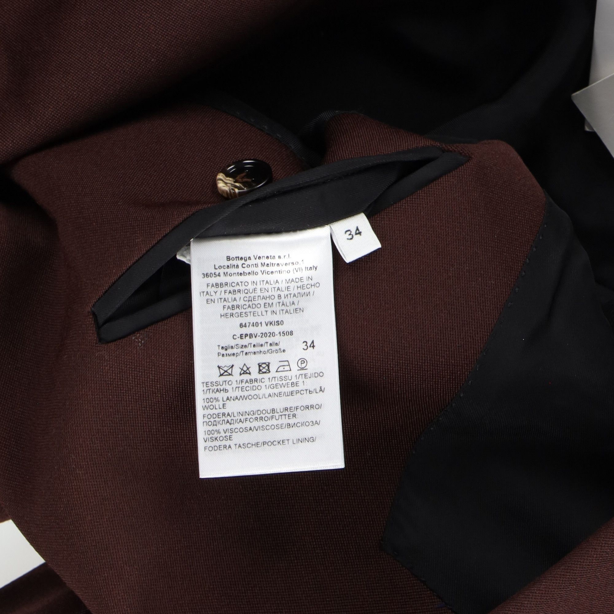 Bottega Veneta Burgundy Sartorial Grain de Poudre Blazer Size XXS / US 00 / IT 34 - 7 Thumbnail