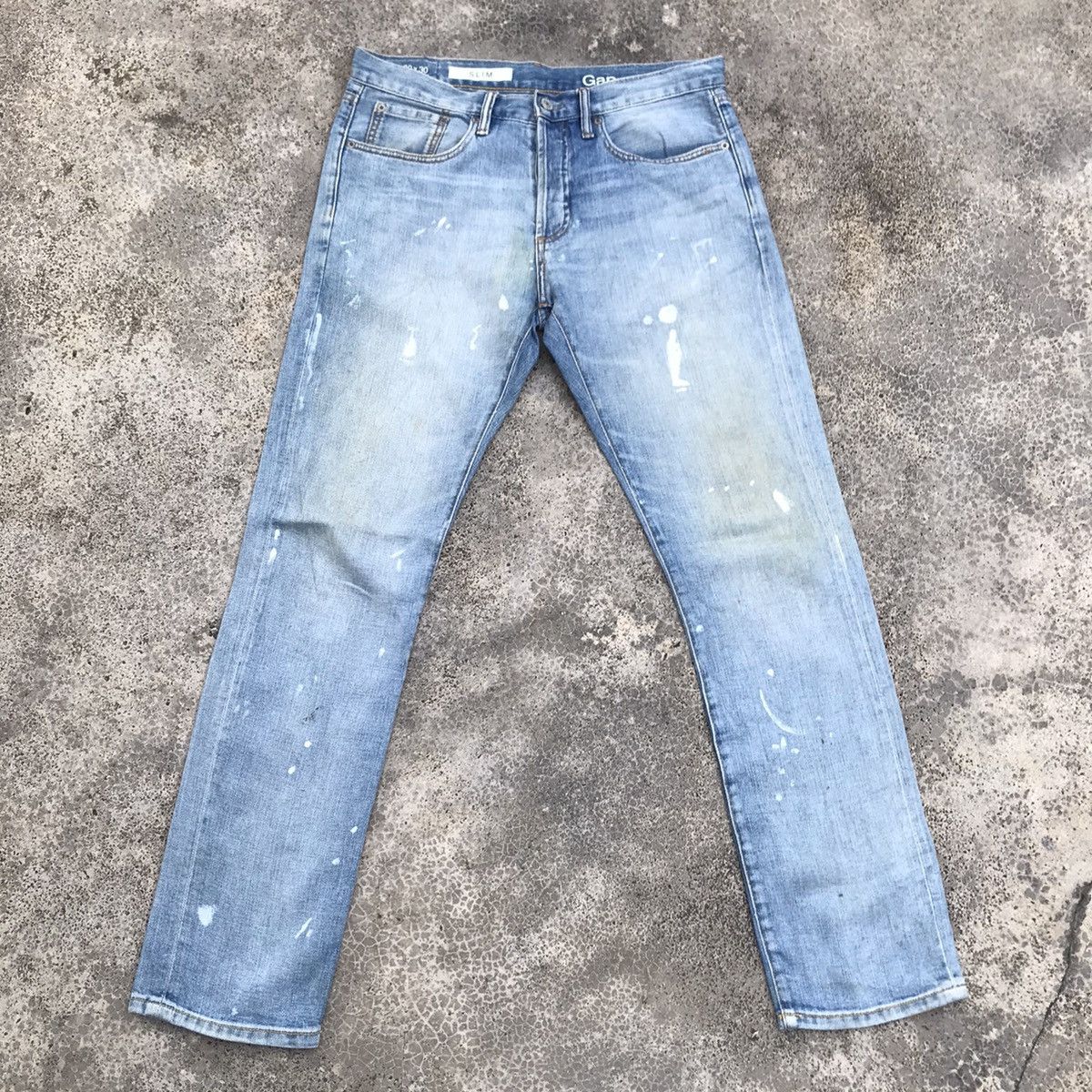Japanese Brand Vintage Gap Denim Paint Splattered Faded Light Wash Jeans Size US 32 / EU 48 - 1 Thumbnail