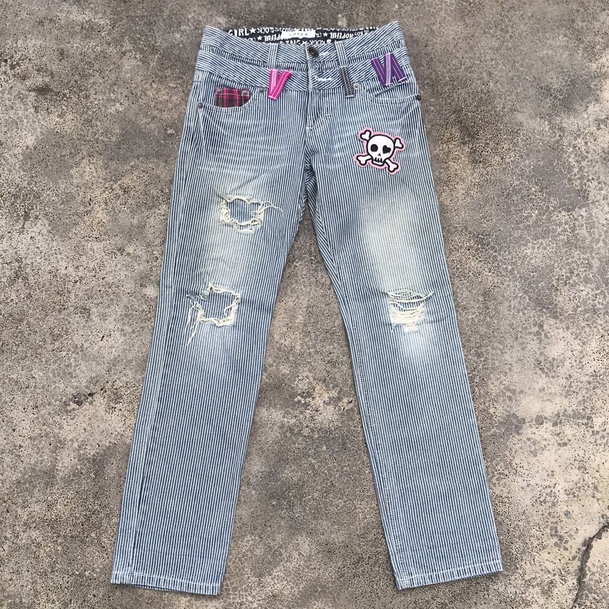 If Six Was Nine Vintage COLZA Distressed Skull Patches Double Waist Pants Size US 30 / EU 46 - 1 Thumbnail