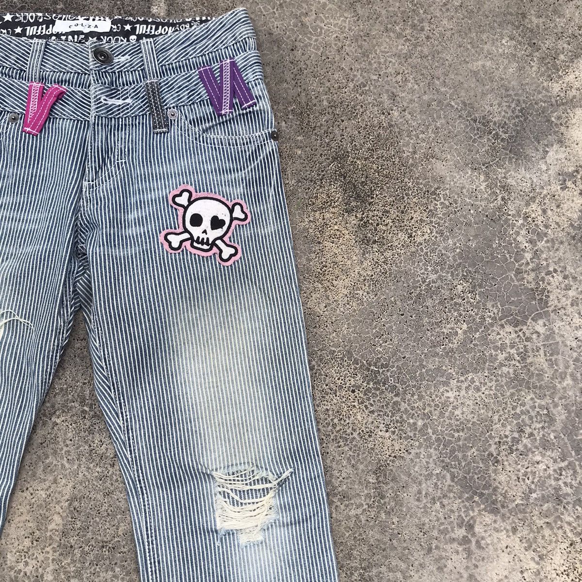 If Six Was Nine Vintage COLZA Distressed Skull Patches Double Waist Pants Size US 30 / EU 46 - 5 Thumbnail