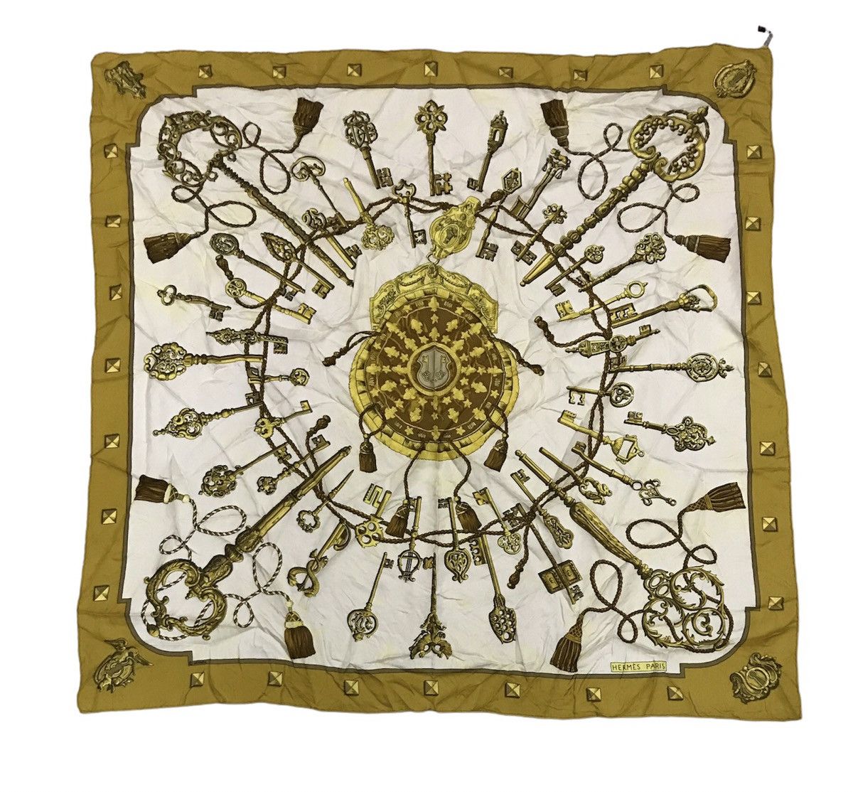 Hermes master key silk scarf