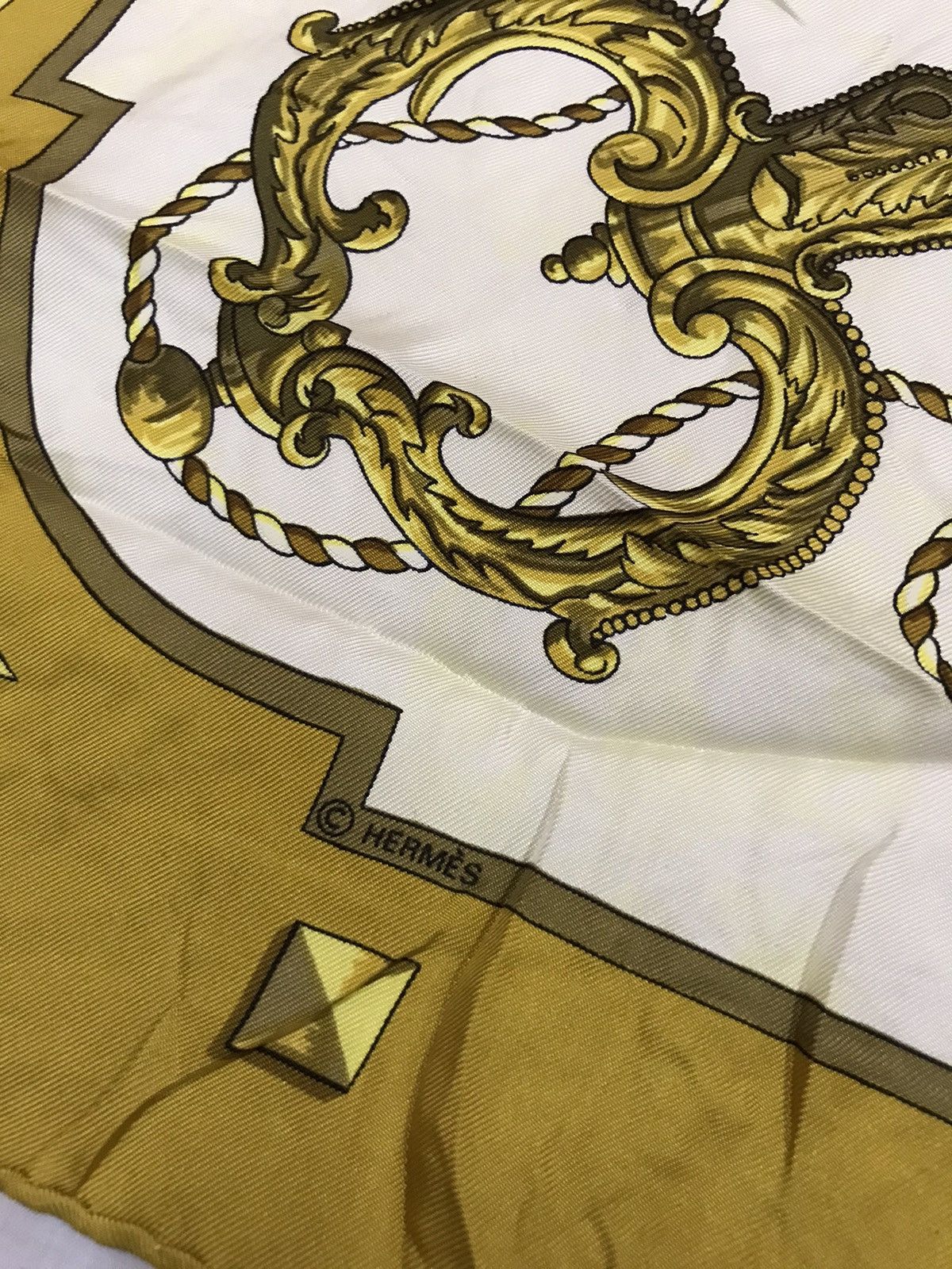 Hermes master key silk scarf