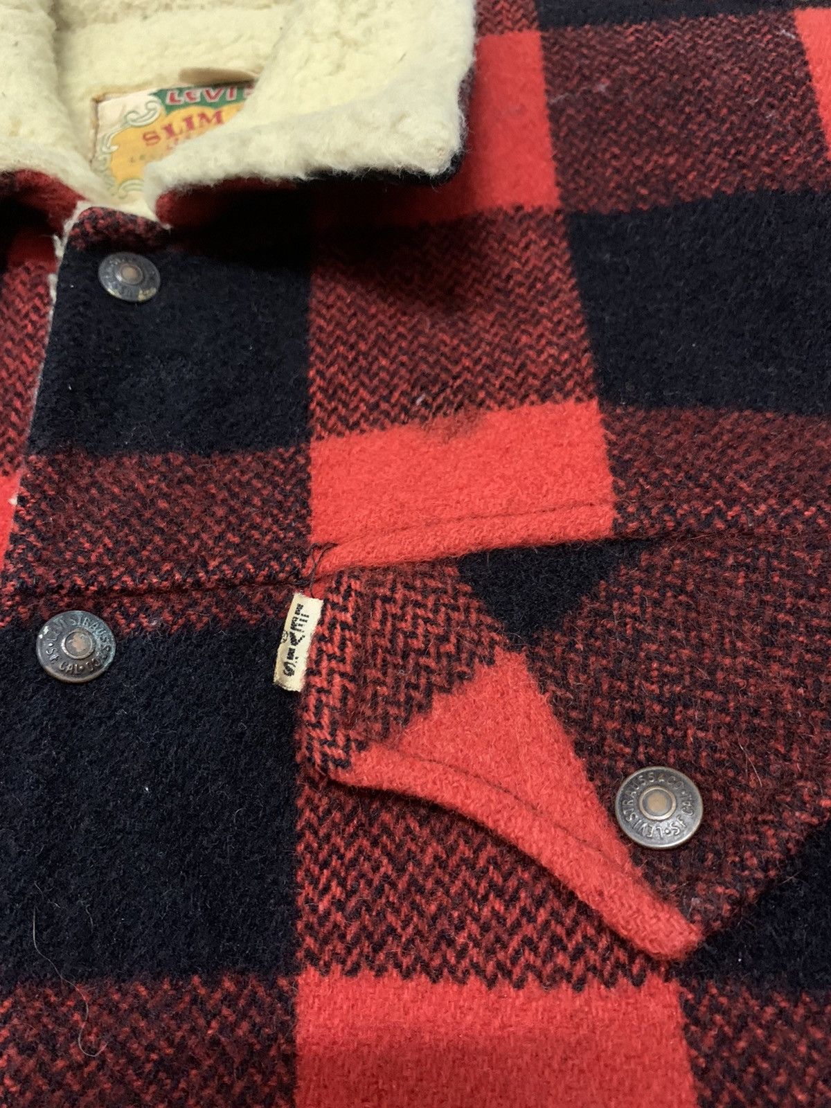 Levi's Rare Design Vintage Brand Levis Big "E" Sherpa Jacket 1960s Size US M / EU 48-50 / 2 - 6 Thumbnail