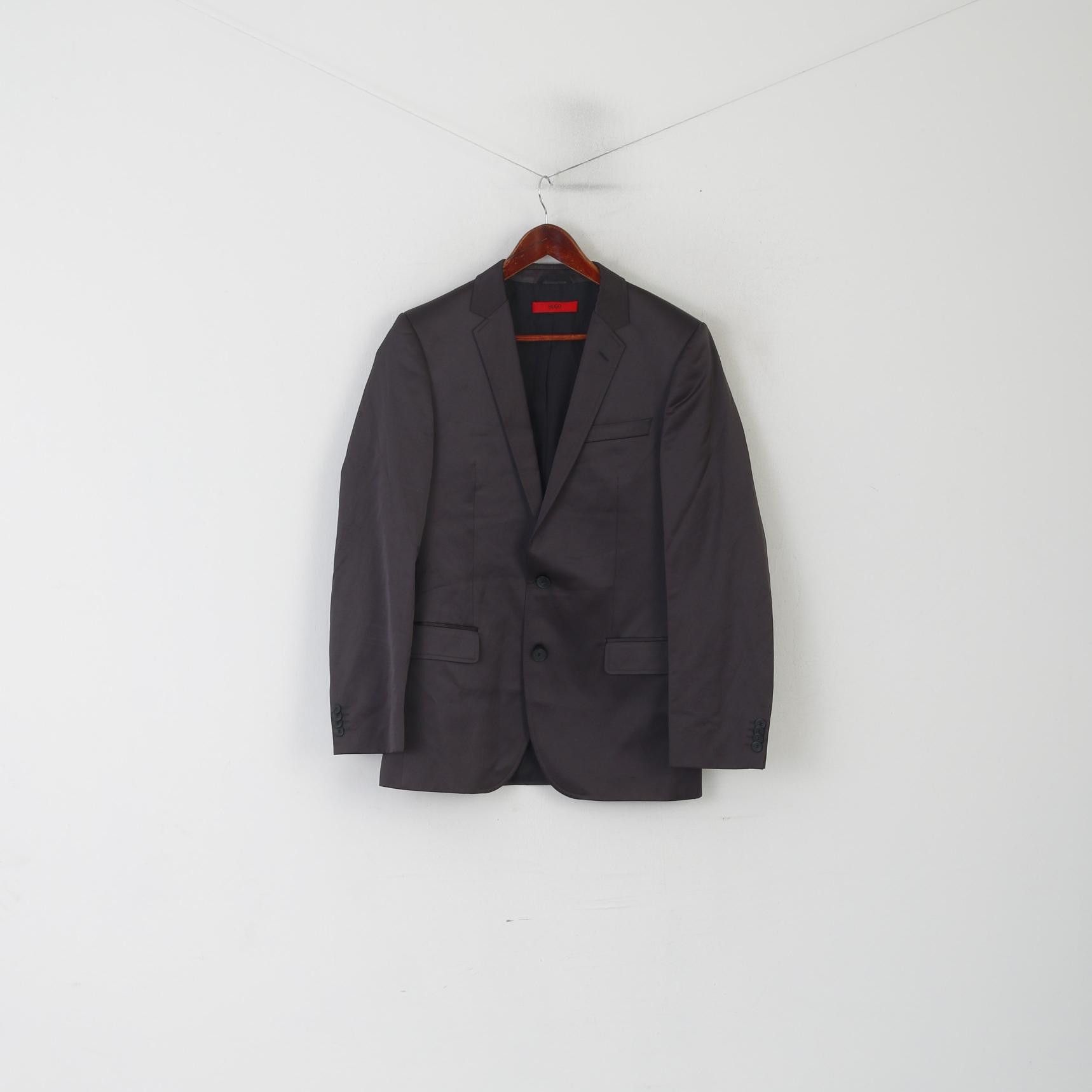 Hugo Boss Hugo Boss Men 38 48 Blazer Black Shiny VTG 5565 Size 38R - 2 Thumbnail