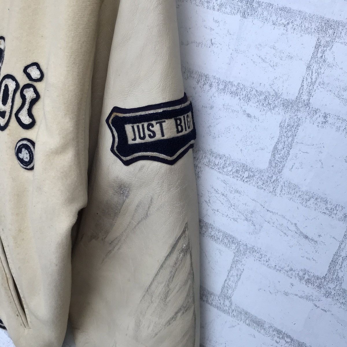 BIGI Vintage 90s Just Bigi Leather Sleeve Varsity Jacket - Rare Size US L / EU 52-54 / 3 - 10 Thumbnail