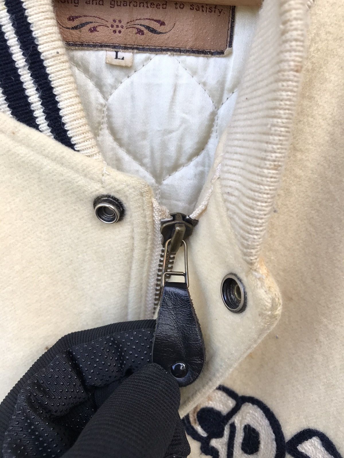 BIGI Vintage 90s Just Bigi Leather Sleeve Varsity Jacket - Rare Size US L / EU 52-54 / 3 - 6 Thumbnail