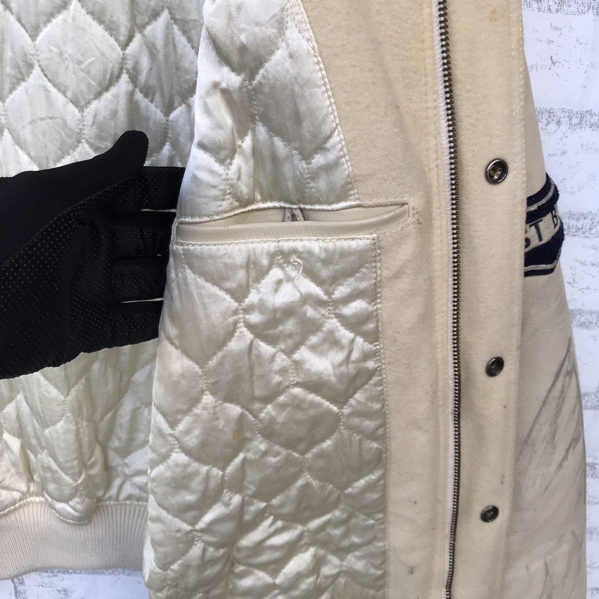 BIGI Vintage 90s Just Bigi Leather Sleeve Varsity Jacket - Rare Size US L / EU 52-54 / 3 - 8 Thumbnail