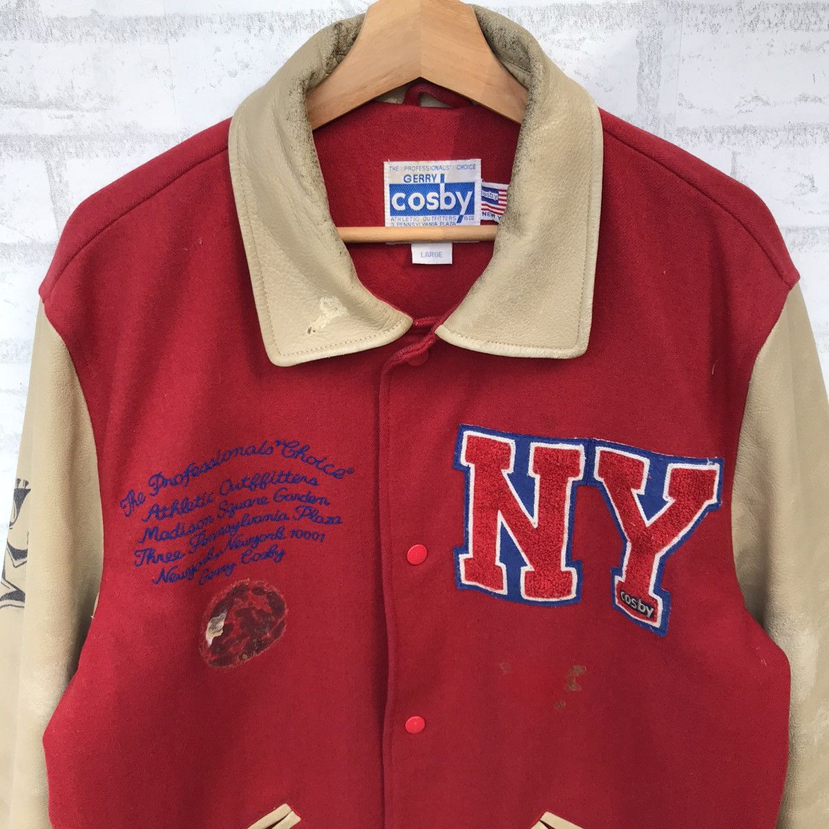 Vintage Vintage 90s Cosby Varsity Jacket Leather Sleeve Size US L / EU 52-54 / 3 - 4 Thumbnail