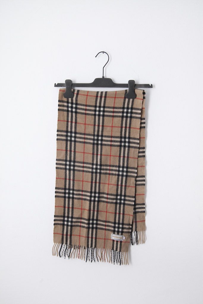 Burberry Beige cashmere tartan scarf Size ONE SIZE - 2 Thumbnail