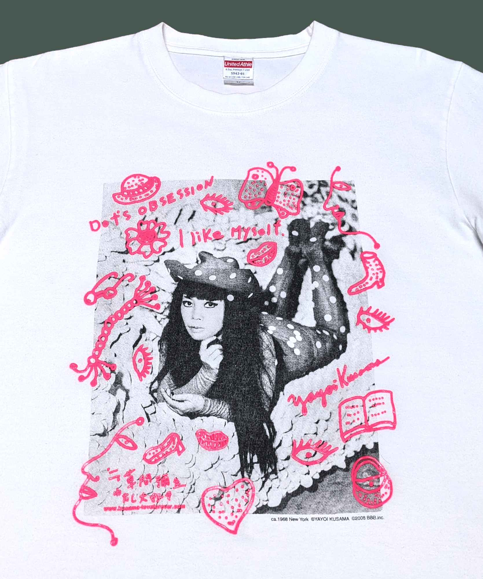 image of Vintage Yayoi Kusama Pulp Fiction Style Artwork T Shirt in White, Men's (Size Medium)