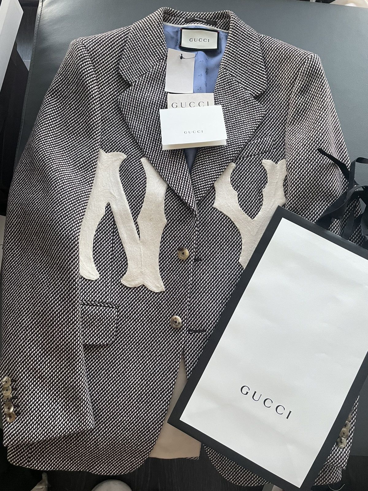 Gucci × New York Yankees $4K NEW Rare Super Runway NY Yankees Limited Edition Blazsr Size 46R - 15 Thumbnail
