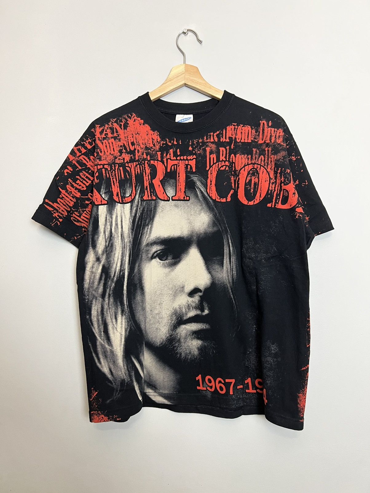 Rare Vintage Kurt Cobain 00s AOP Grail Tshirt Nirvana Grunge