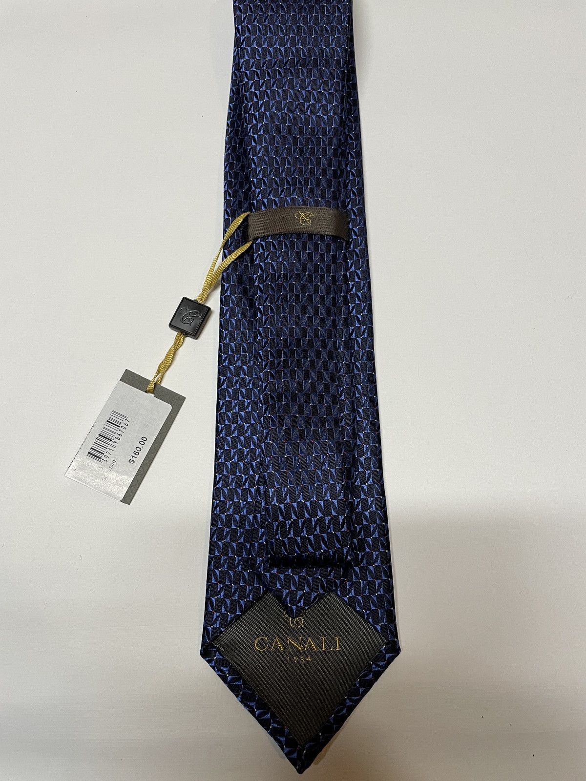 Canali Neat Silk Tie In Navy, Size Regular
