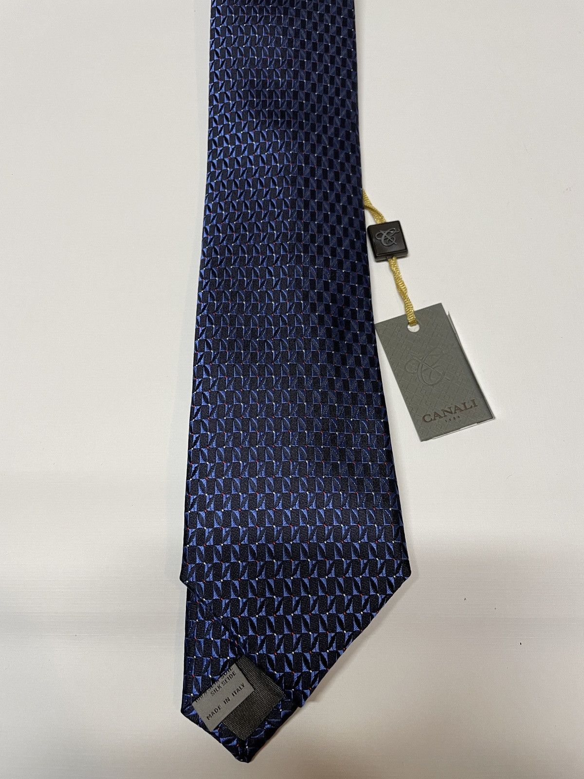 Canali Neat Silk Tie In Navy, Size Regular