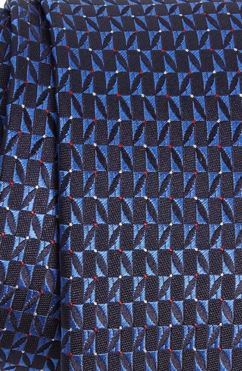 Canali Neat Silk Tie In Navy, Size Regular
