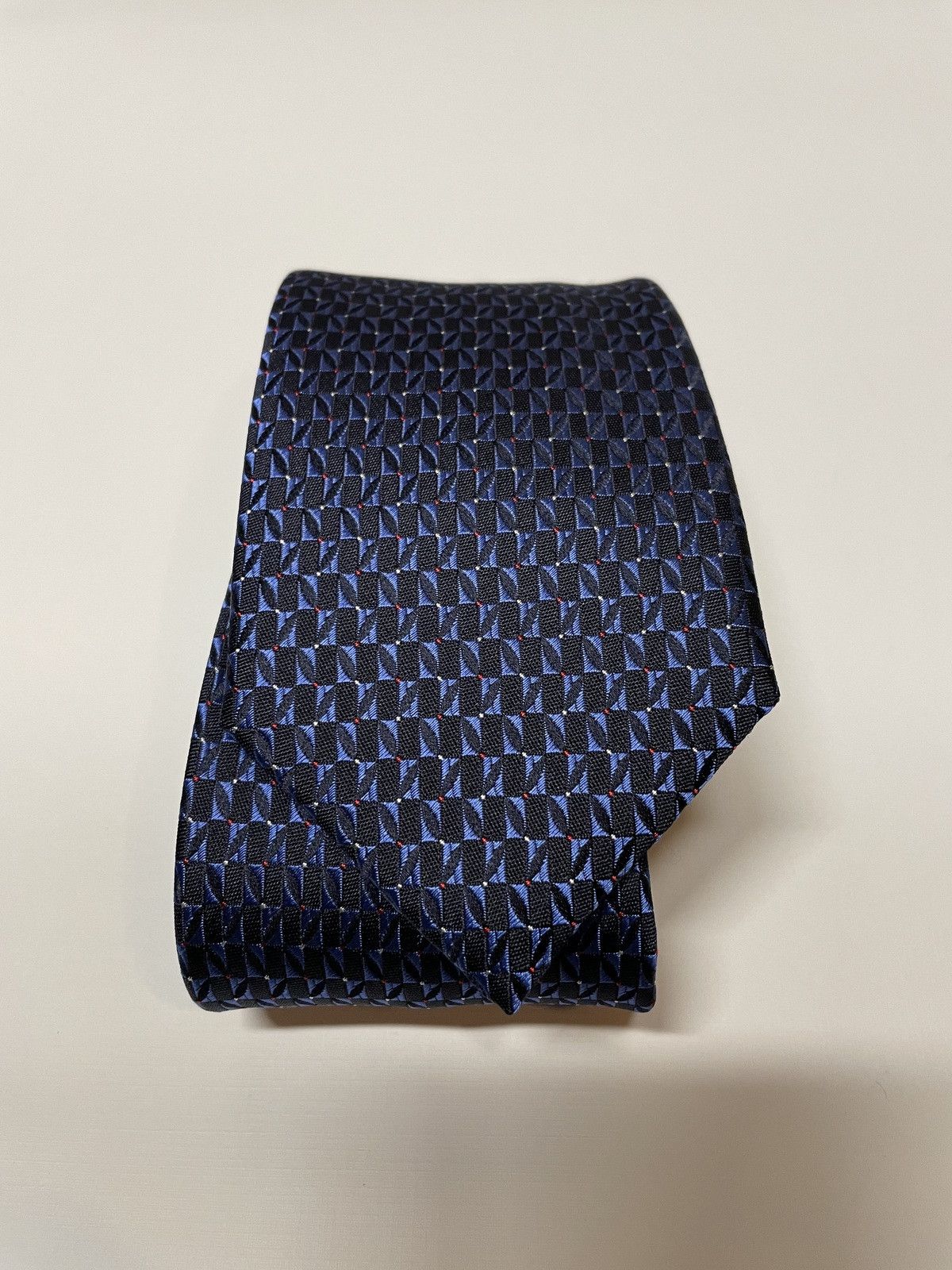 Canali Neat Silk Tie In Navy, Size Regular