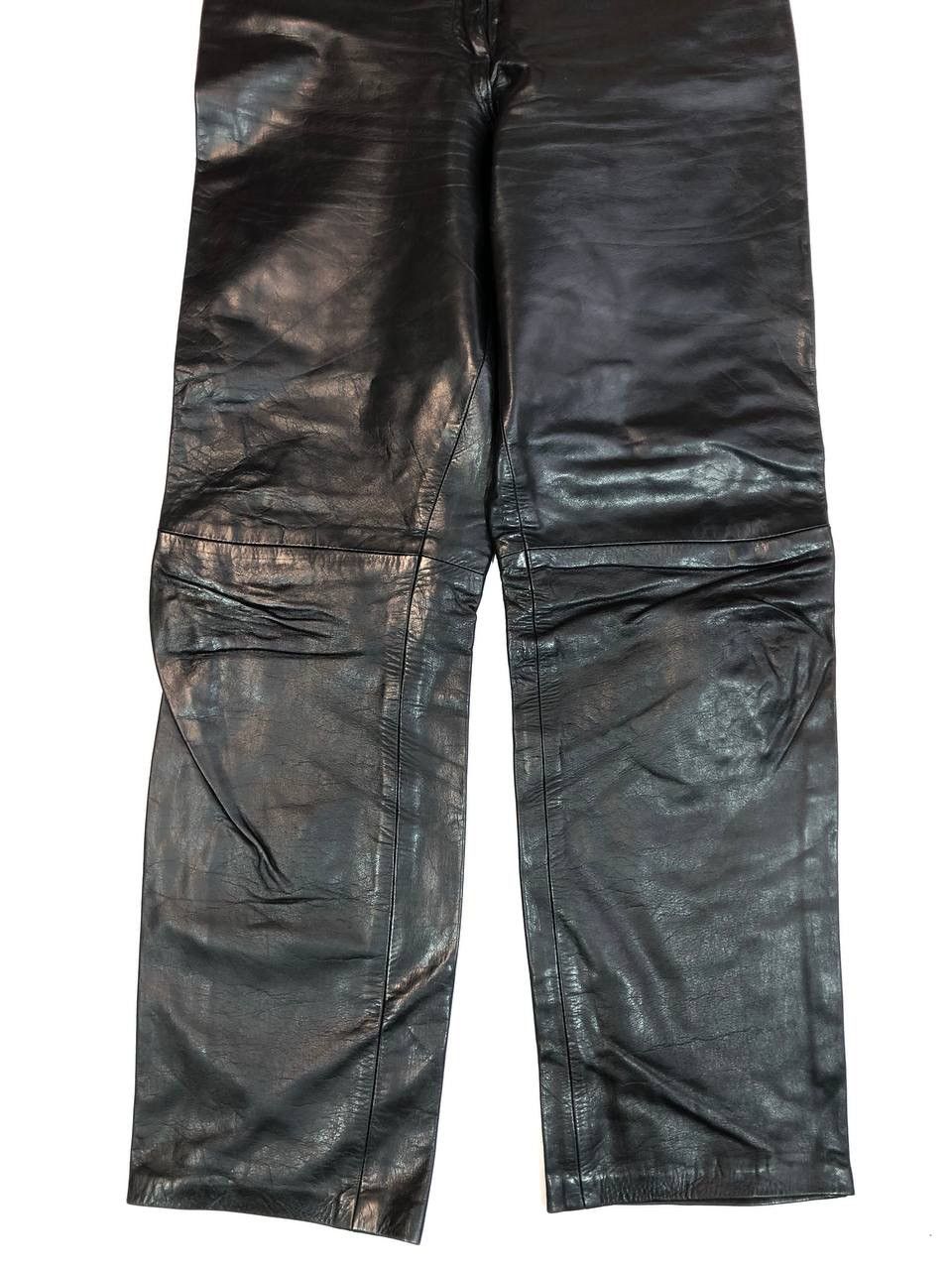Genuine Leather × Leather × Vintage Leather Biker Pants Vintage Black Size US 28 / EU 44 - 2 Thumbnail