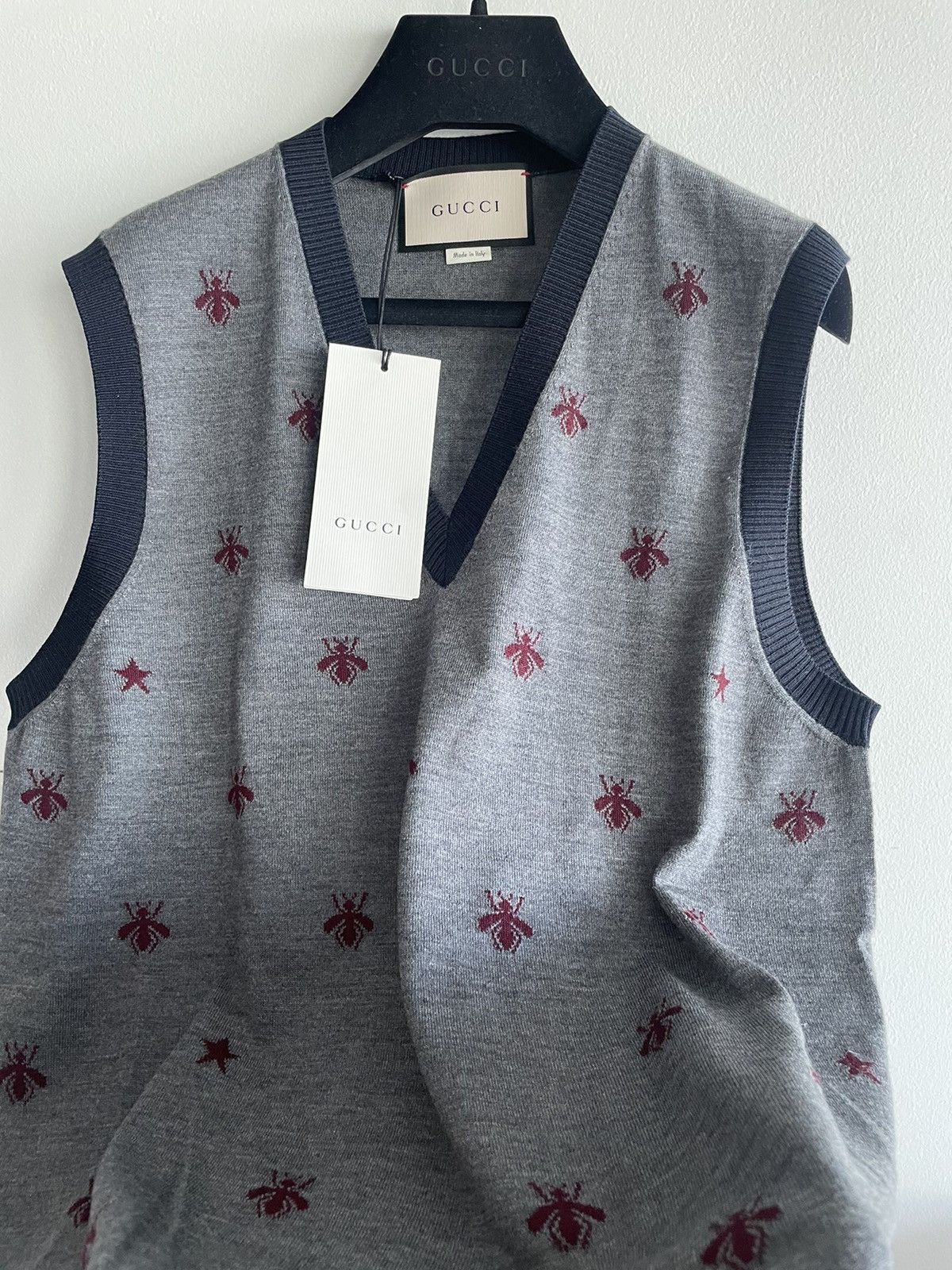 Gucci $2k Value Super Runway Bee V-neck Fine Wool Knit Sweater Size US M / EU 48-50 / 2 - 16 Thumbnail