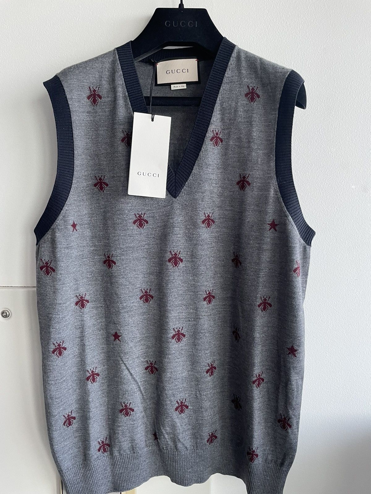 Gucci $2k Value Super Runway Bee V-neck Fine Wool Knit Sweater Size US M / EU 48-50 / 2 - 3 Thumbnail